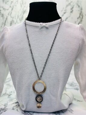 SILPADA Three Disk Swirl Circle Hammered Pedant Necklace Sterling Silver 925 19”